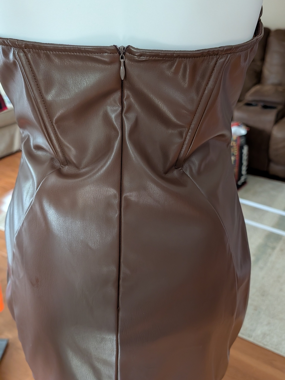 Fashion Nova Brown Faux Leather Mini Dress - Picture 3 of 6